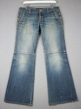 Kitchen Orange Brand Y2K Faded Indigo Low Rise Boot Cut Wide Denim Jeans
